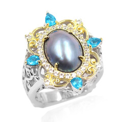 Anillo en plata con Perla Mabe (Dallas Prince Designs)