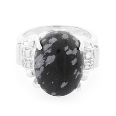 Anillo en plata con Obsidiana Copo de Nieve