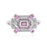 Anillo en plata con Zafiro Ceylon rosa sin calentar