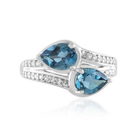 Anillo en plata con Topacio azul de Londres