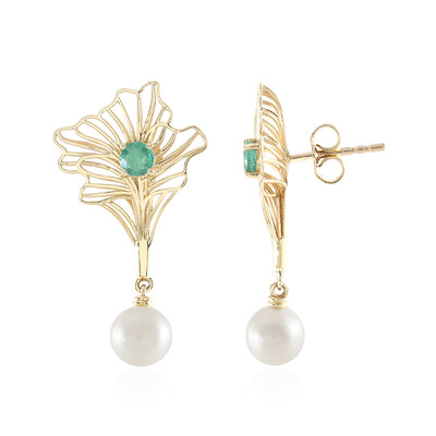 Pendientes en oro con Perla blanca Freshwater (Ornaments by de Melo)