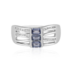 Anillo en plata con Zafiro azul Ceylon sin calentar (Adela Silber)