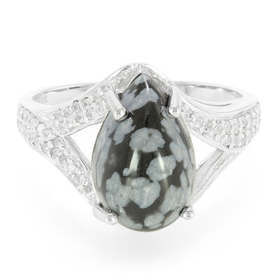 Anillo en plata con Obsidiana Copo de Nieve