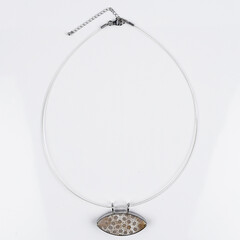 Collar en plata con Piedra petoskey