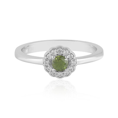 Anillo en plata con Zircón verde Ceylon