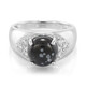 Anillo de hombre en plata con Obsidiana Copo de Nieve