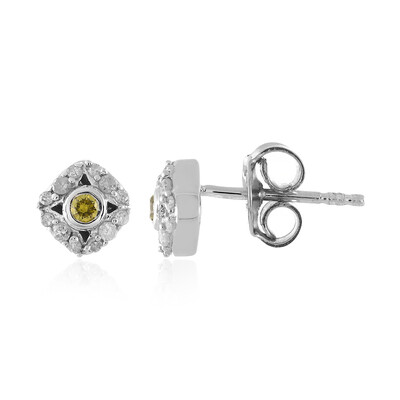 Pendientes en plata con Diamante amarillo I2