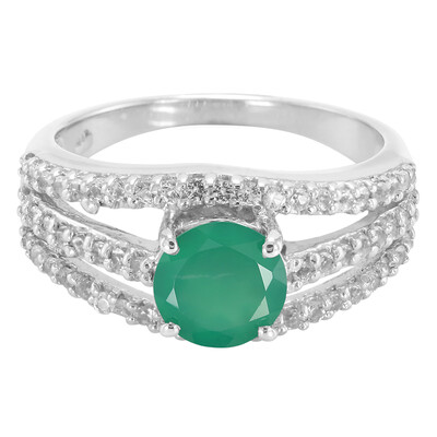 Anillo en plata con Calcedonia verde