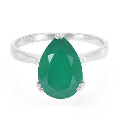 Anillo en plata con Calcedonia verde