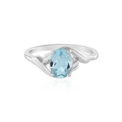 Anillo en plata con Topacio azul cielo