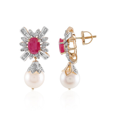 Pendientes en oro con Perla Freshwater