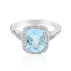 Anillo en plata con Topacio azul cielo