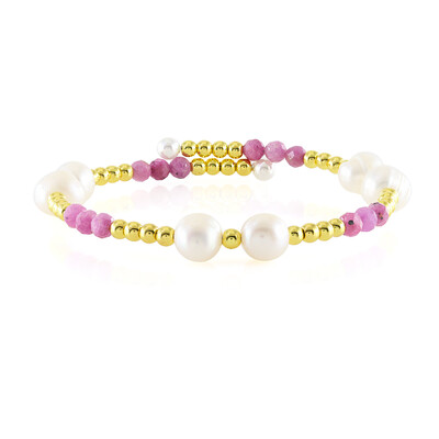 Brazalete en acero con Perla blanca Freshwater (Riya)