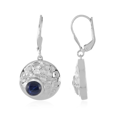 Pendientes en plata con Zafiro estrella azul (MONOSONO COLLECTION)