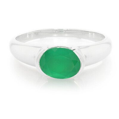 Anillo en plata con Calcedonia verde