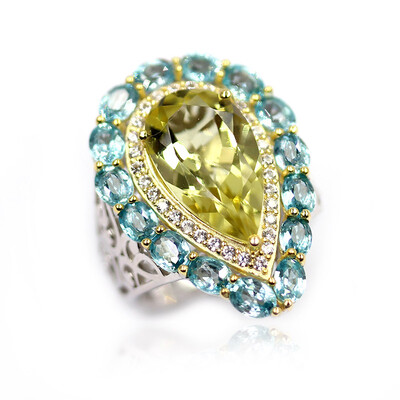 Anillo en plata con Cuarzo del Ouro Verde (Dallas Prince Designs)