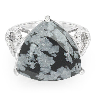 Anillo en plata con Obsidiana Copo de Nieve