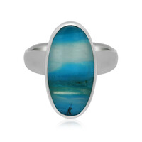 Anillo en plata con Ópalo azul de Atacama