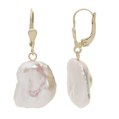 Pendientes en oro con Perla blanca Freshwater