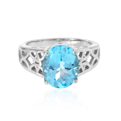 Anillo en plata con Topacio azul cielo