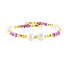 Brazalete en acero con Perla blanca Freshwater (Riya)