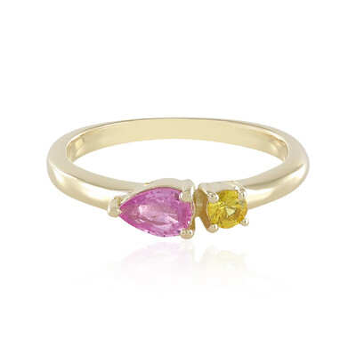 Anillo en oro con Zafiro Ceylon rosa sin calentar (Adela Gold)