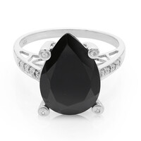 Anillo en plata con Espinela negra