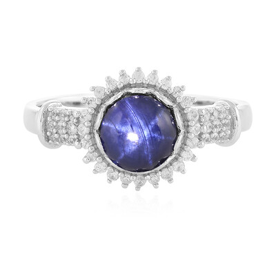 Anillo en plata con Zafiro estrella azul