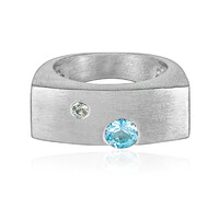 Anillo en plata con Topacio azul cielo