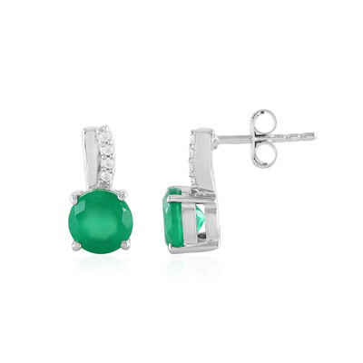 Pendientes en plata con Ónix verde