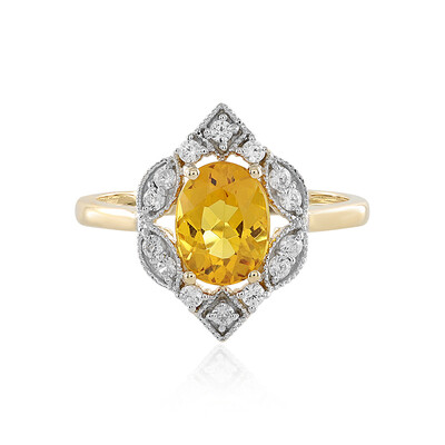 Anillo en oro con Berilo amarillo