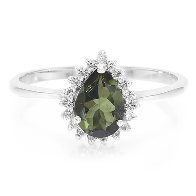 Anillo en plata con Turmalina verde de Brasil