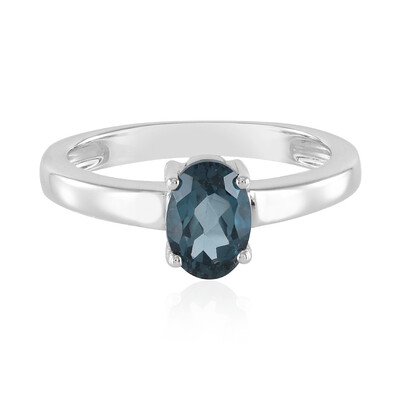 Anillo en plata con Topacio azul de Londres