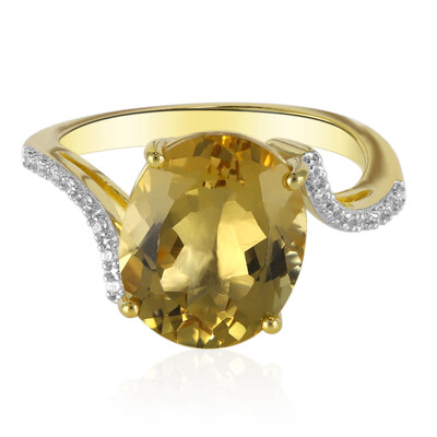 Anillo en oro con Berilo dorado