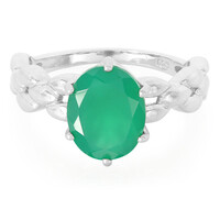 Anillo en plata con Calcedonia verde