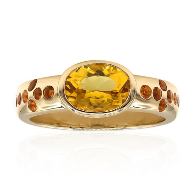 Anillo en oro con Berilo dorado