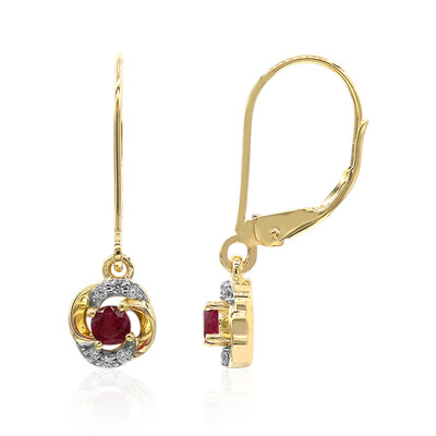 Pendientes en oro con Berilo rojo