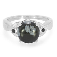 Anillo en plata con Obsidiana Copo de Nieve