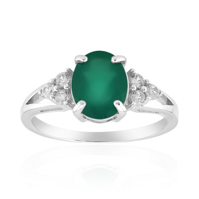 Anillo en plata con Ágata verde