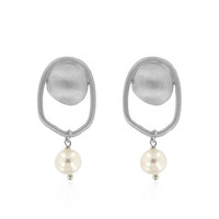 Pendientes en plata con Perla blanca Freshwater (Joias do Paraíso)