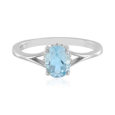 Anillo en plata con Topacio azul cielo