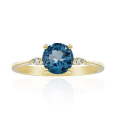 Anillo en oro con Topacio azul de Londres