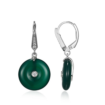 Pendientes en plata con Ágata verde