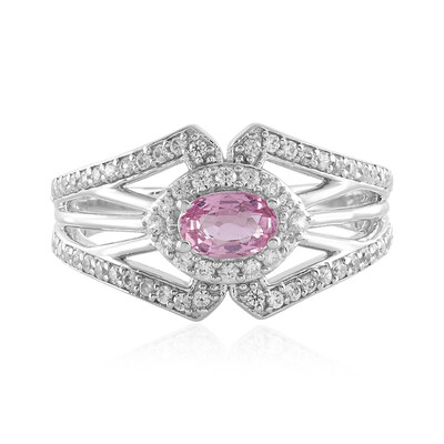 Anillo en plata con Zafiro Ceylon rosa sin calentar