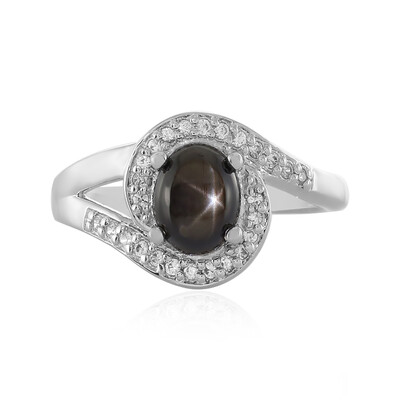 Anillo en plata con Zafiro estrella negra