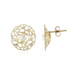 Pendientes en oro con Perla blanca Freshwater (Ornaments by de Melo)