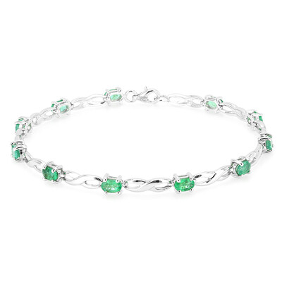 Brazalete en plata con Esmeralda de Zambia