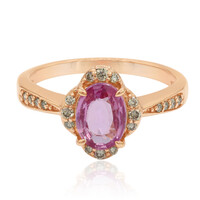 Anillo en oro con Zafiro rosado