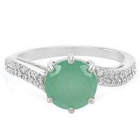 Anillo en plata con Calcedonia verde