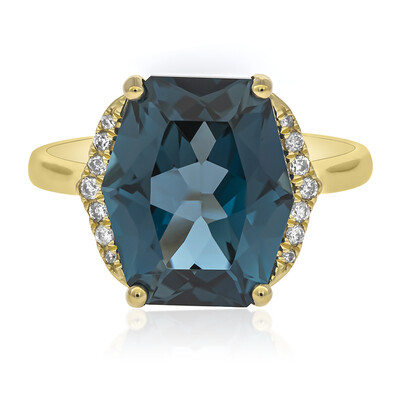 Anillo en oro con Topacio azul de Londres